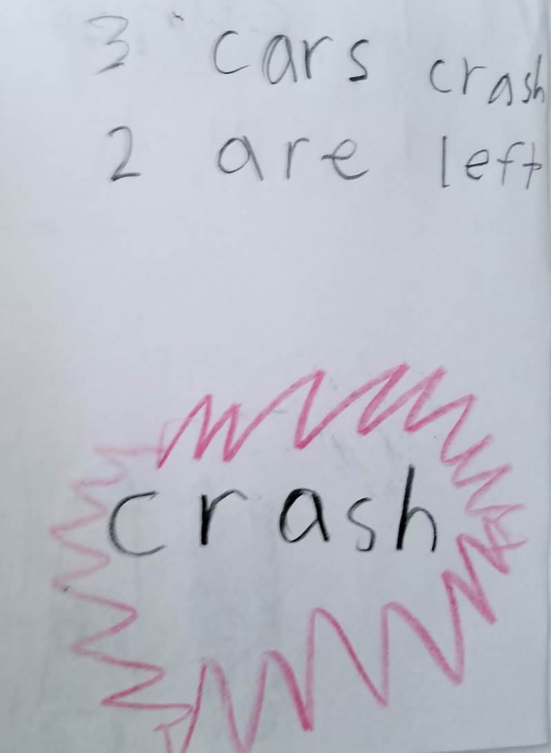 Three cars crash, two are left. *crash*